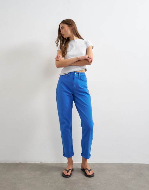Topshop – Koboltblå jeans i mom-modell med hög midja och ledig passform, 4 av 8