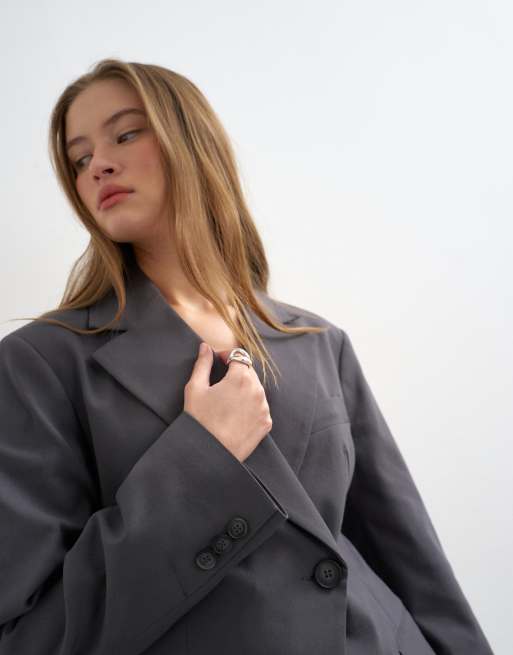 Topshop - Koksgrå blazer med indsyet talje - Del af sæt, 3 af 4