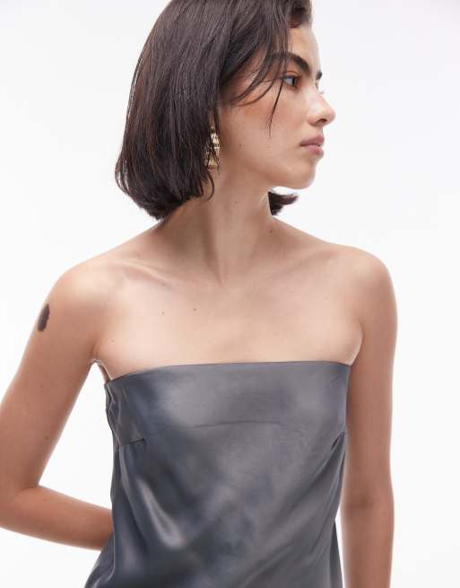 Topshop - Koksgrå lang bandeau i satin, 2 af 4