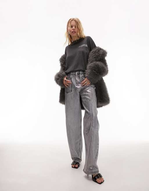 Topshop - Koksgrå oversized t-shirt med 'classic sports'-grafik, 2 af 5