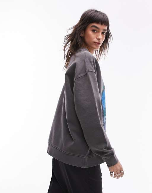 Topshop - Koksgrå sweatshirt med officiel abstrakt Pink Floyd-grafik, 4 af 4