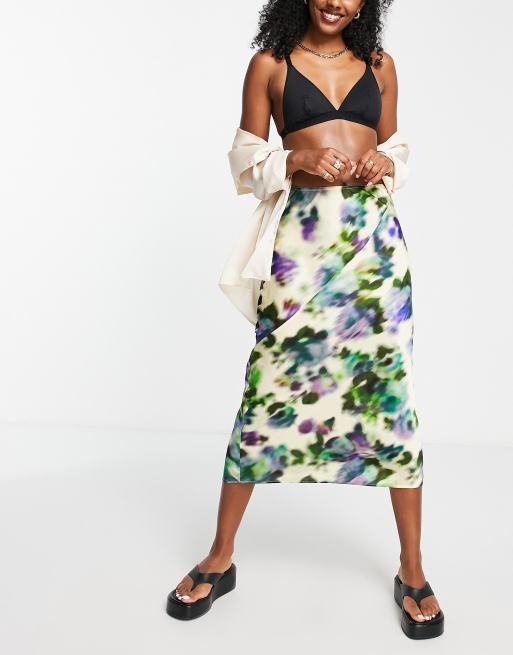 Topshop – Kolorowa spódnica midi ze skosu ze wzorem i efektem tie-dye