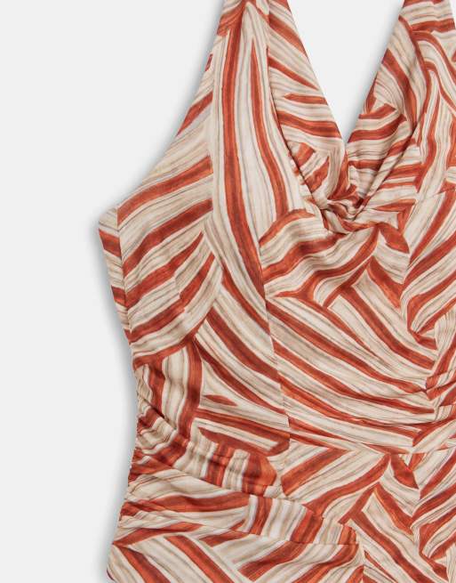 Topshop – Kolorowy wzorzysty top z drapowanym dekoltem halter, 8 z 8