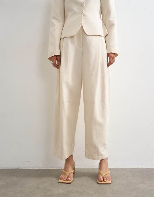 Topshop Kombiteil-Cropped-Barrel-Hose in Ecru, 2 von 5
