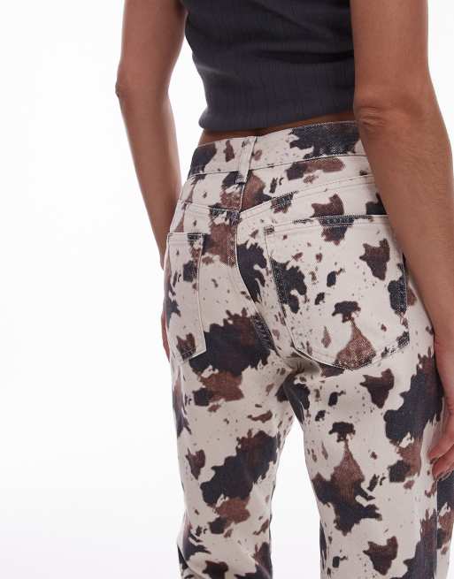 Topshop – Komönstrade, utsvängda jeans i 90-talsstil med medelhög midja, 4 av 5