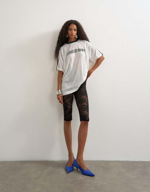 Topshop koronkowe legginsy capri w kolorze czarnym, 1 z 3