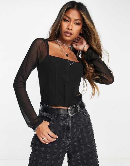Topshop - Korset i sort mesh