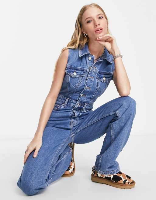 Denim utility hot sale jumpsuit topshop