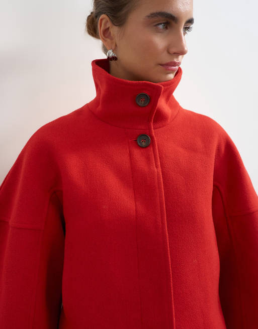 Topshop kort frakke i rød, 2 af 4