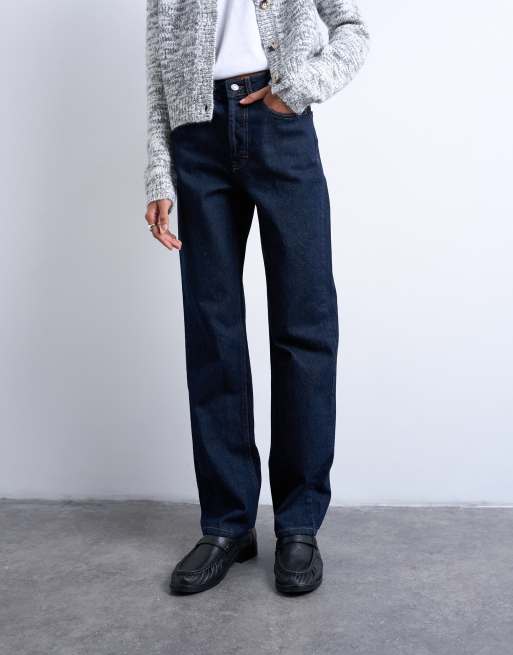 Topshop – Kort – Gerade geschnittene Jeans in Indigo-Rinse mit hohem Bund, 2 von 5