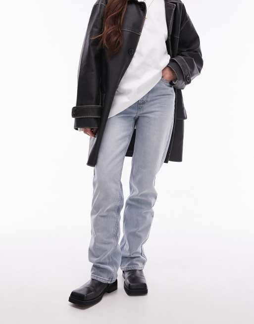 Topshop Kort high rise straight jean in bleach