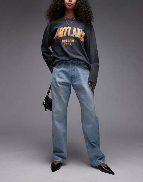 Topshop Kort high rise straight jean in bleach - view 1