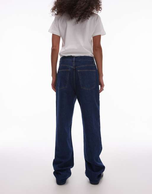 Topshop Kort high rise straight jeans in rich blue, 2 of 5