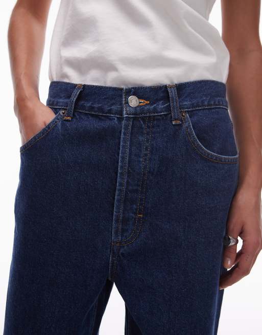 Topshop Kort high rise straight jeans in rich blue, 5 of 5