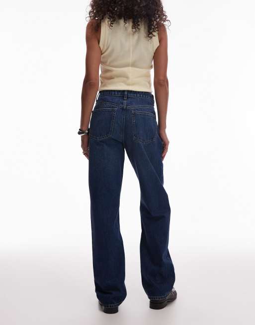 Topshop Kort high rise straight jeans in rich blue, 2 of 5