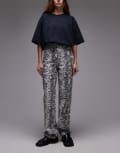 [Topshop] Topshop Kort high rise straight jeans in snake print-Neutral W32 L32 SNAKE