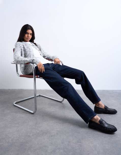 Topshop – Kort – Indigoblå, raka jeans med hög midja - view 1