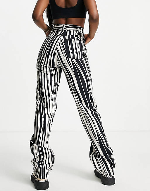 Women Topshop Kort jean in black stripe 