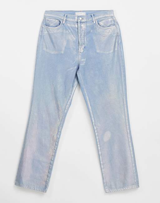 Topshop - Kort - Jeans dritti color argento 