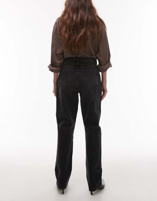Topshop - Kort - Jeans dritti nero slavato a vita alta, 2 di 5