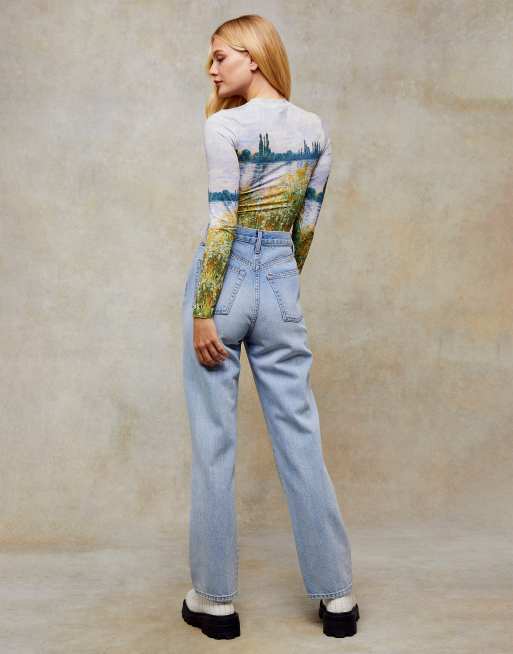 Topshop – Kort – Jeans in Bleichwaschung mit geradem Schnitt, 2 von 4