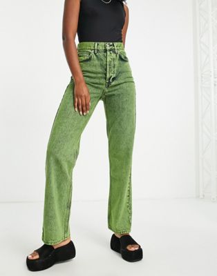 Topshop Kort jeans in zesty lime green