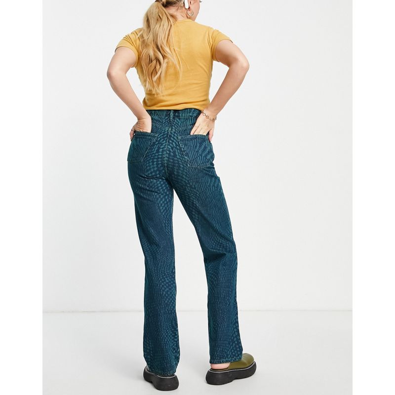 Jeans con fondo ampio Jeans Topshop - Kort - Jeans verdi con stampa distorta