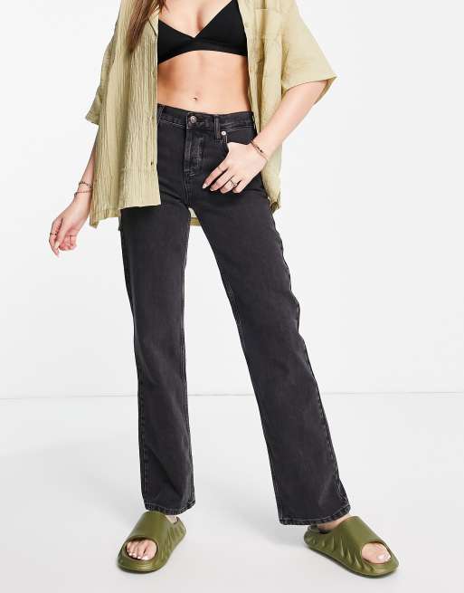 Kort mid rise jeans in washed black ASOS