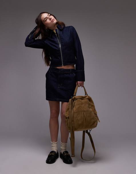 Topshop - Kort og indigoblå pelmet-nederdel i denim - view 1