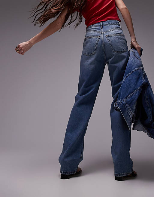 Women Topshop Kort organic cotton blend jean in mid blue 