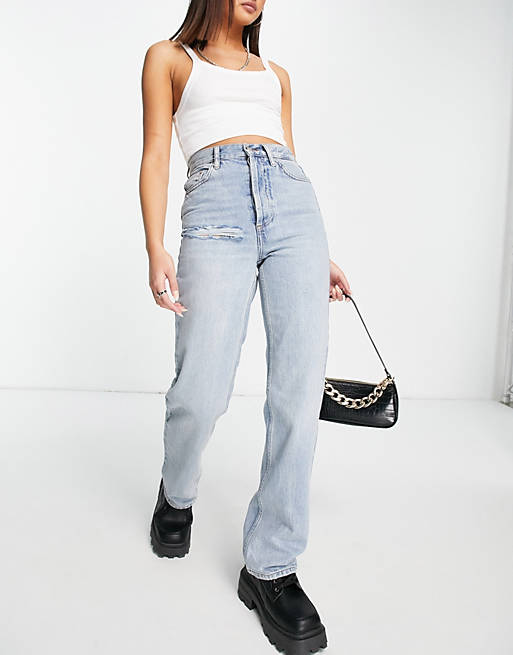  Topshop Kort organic cotton blend jean with rip in bleach 