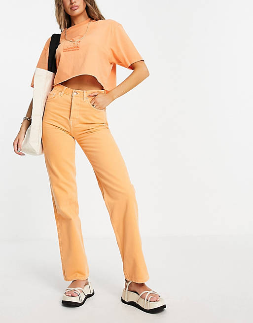 Women Topshop Kort organic cotton jeans in orange 