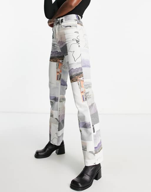 Topshop - Kort - Rechte jeans in ansichtkaartprint, deel van co-ord set , 4 van 4