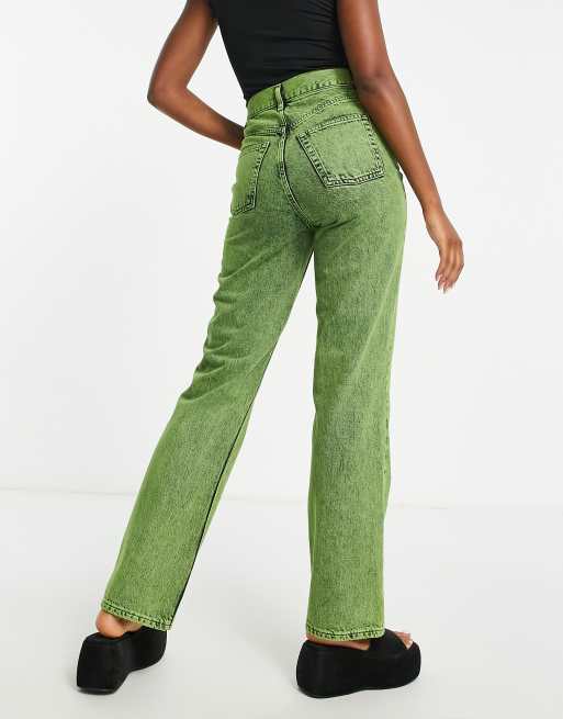 Topshop - Kort - Rechte jeans in zesty limoen, 2 van 4