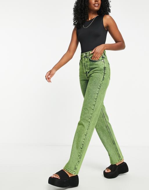 Topshop - Kort - Rechte jeans in zesty limoen, 3 van 4