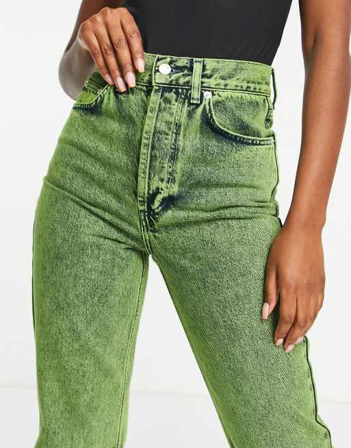 Topshop - Kort - Rechte jeans in zesty limoen, 4 van 4