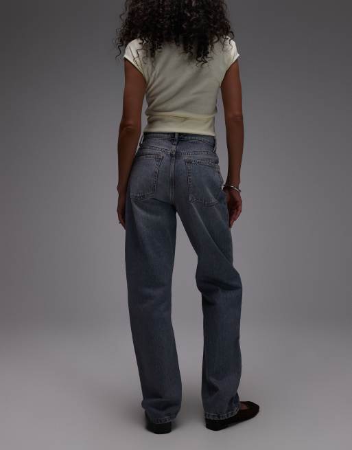 Topshop - Kort - Rechte jeans met hoge taille in grijs , 2 van 5