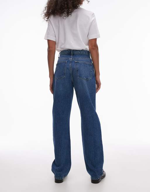 Topshop - Kort - Rechte jeans met hoge taille in middenblauw, 2 van 5