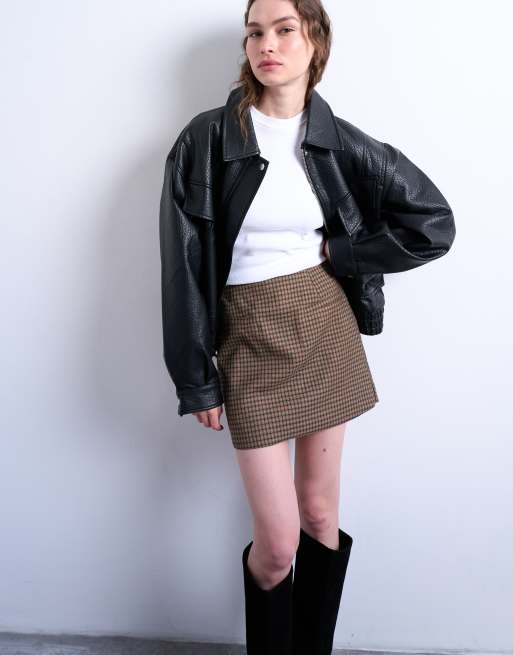 Topshop - Korte micro minirok in heritage ruit