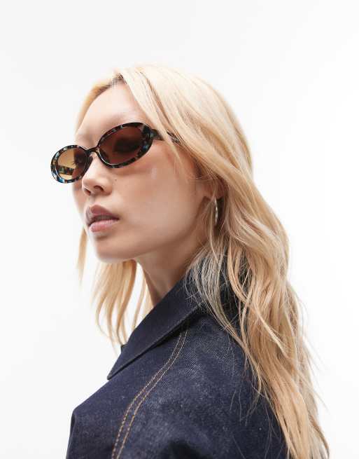 Topshop Kos oval sunglasses in brown, 3 of 3