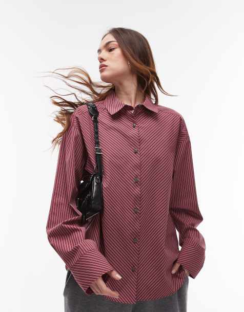 Topshop – Koszula oversize w czerwone paski - view 1