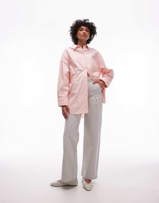 Topshop – Koszula oversize w zgaszonym różowym kolorze