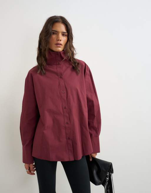 Topshop koszula z golfem w kolorze figowym, 2 z 4