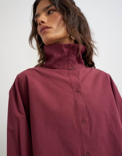 Topshop koszula z golfem w kolorze figowym, 3 z 4