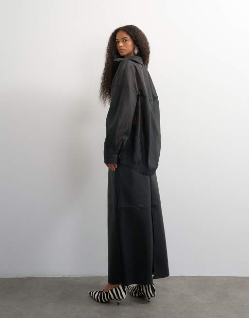 Topshop koszula z organzy w kolorze czarnym, 2 z 4