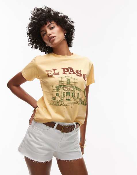 Topshop denim A-line shorts in bone