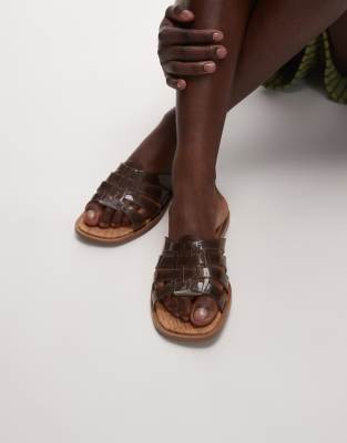 Topshop Topshop Kris jelly flat sandals in smoke grey-Blue