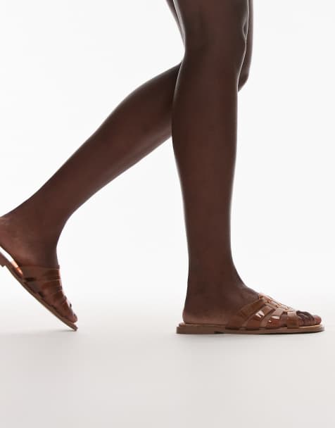 Topshop Kris jelly flat sandals in tan - view 1