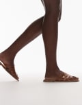 [Topshop] Topshop Kris jelly flat sandals in tan-Brown 37 TAN