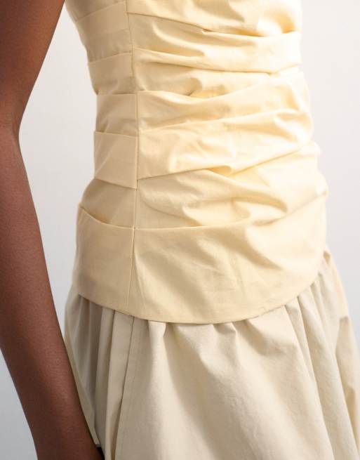 Topshop - Kærnemælksfarvet bandeau-top med rynker, 3 af 4